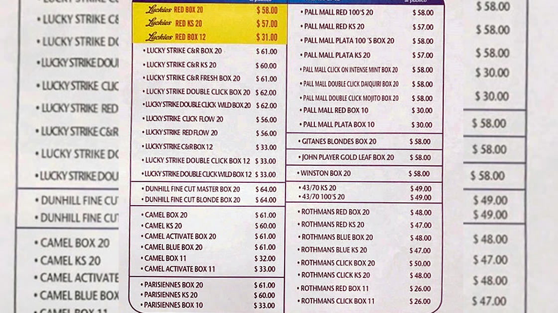 Precios cigarrillos