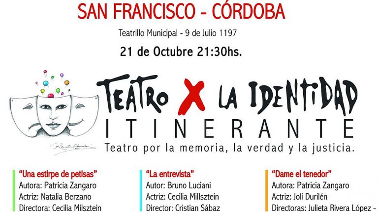 Llegan obras de «Teatro x la Identidad»