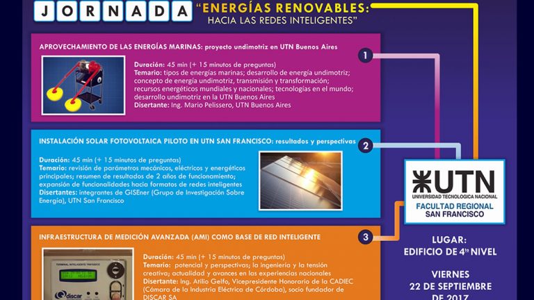 Se realizará en UTN la Jornada «Energías  renovables: hacia las redes inteligentes»