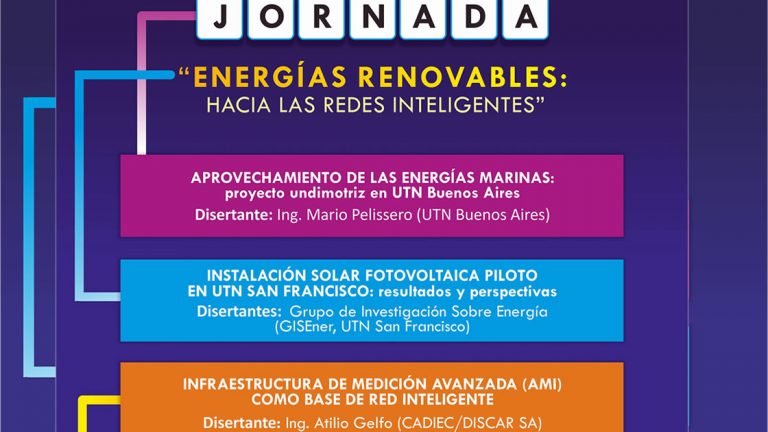 Se realizará en UTN la Jornada «Energías renovables: hacia las redes inteligentes»