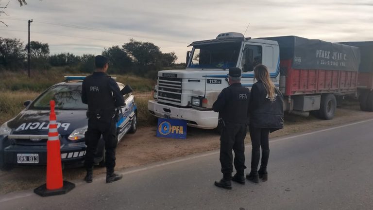 Camión secuestrado con cereal sin papeles