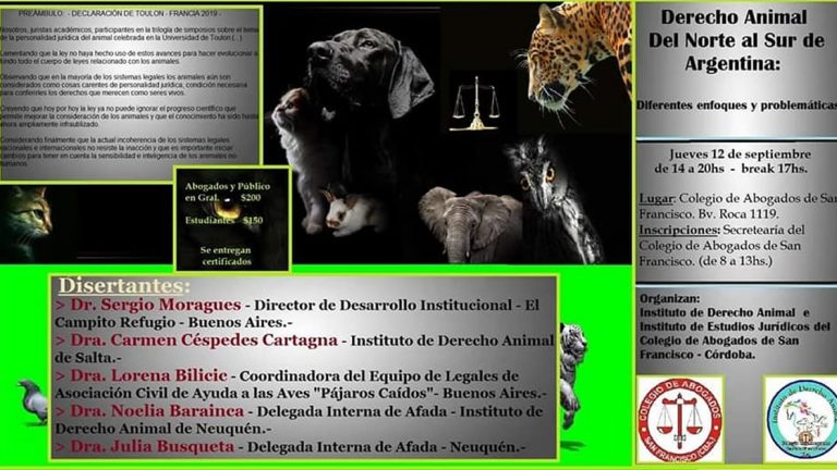 Se viene Jornada de Derecho Animal en San Francisco