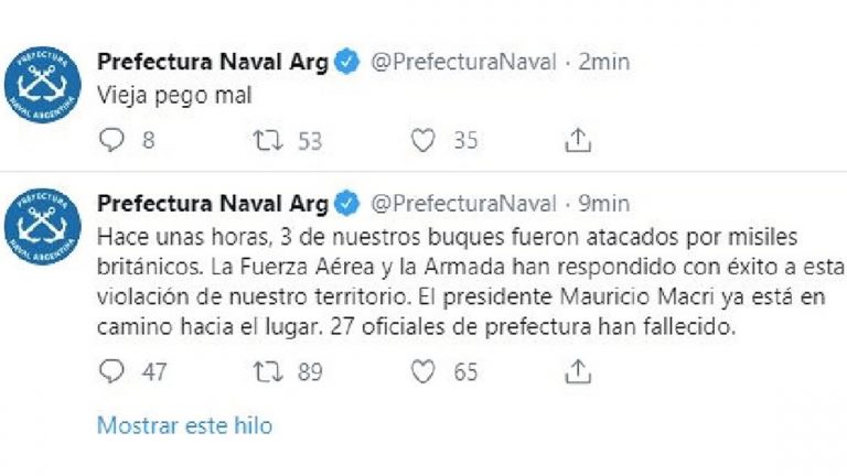 Denuncian hackeo de la cuenta de Twitter de Prefectura Naval