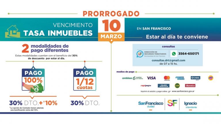 Se prorroga la fecha de vencimiento para la tasa de inmuebles