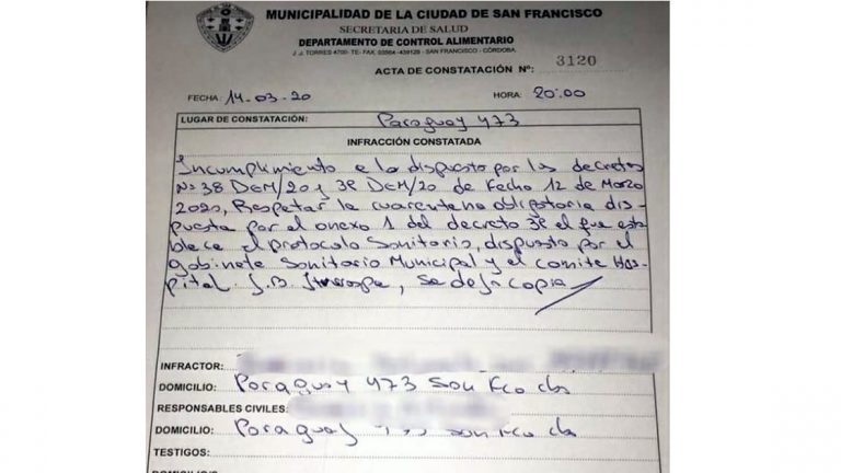 Denuncian a vecina de San Francisco por no cumplir la cuarentena