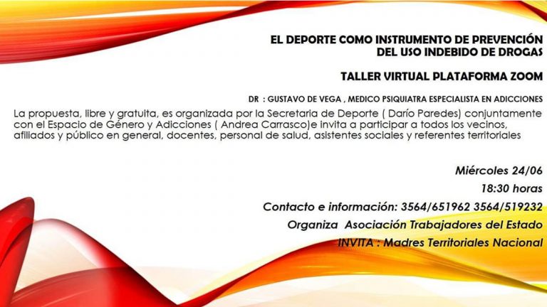 Taller virtual: El deporte como instrumento de prevención del uso indebido de drogas