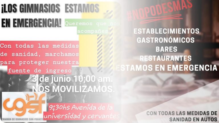 Gastronómicos y los gimnasios marcharán en la ciudad para que flexibilicen sus actividades