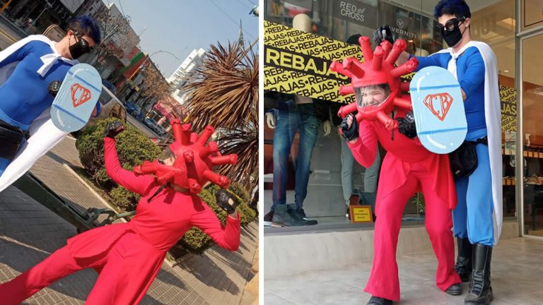 Capitán Barbijo y Covid sueltos en la ciudad