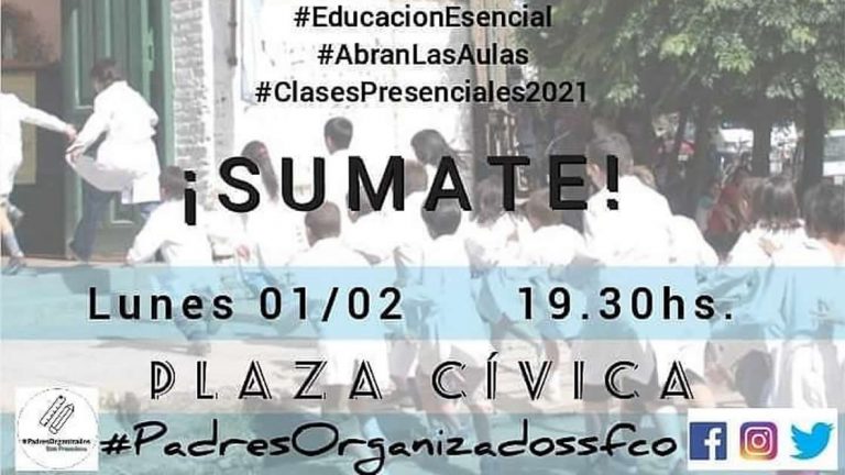 Convocan a marcha para solicitar la vuelta de las clases presenciales