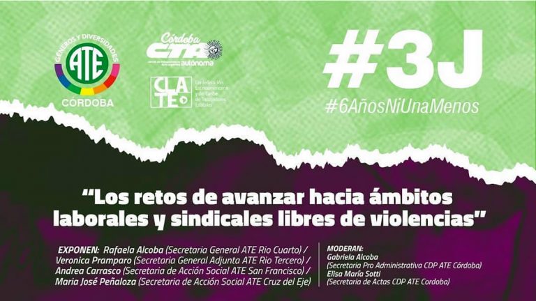 A 6 años del primer #NiUnaMenos, ATE realiza un conversatorio