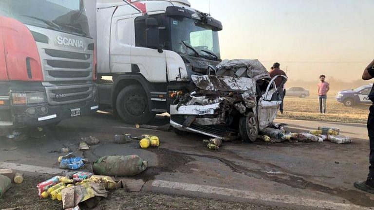 Choque múltiple en Ruta Nacional 19 en medio de intensas ráfagas de viento