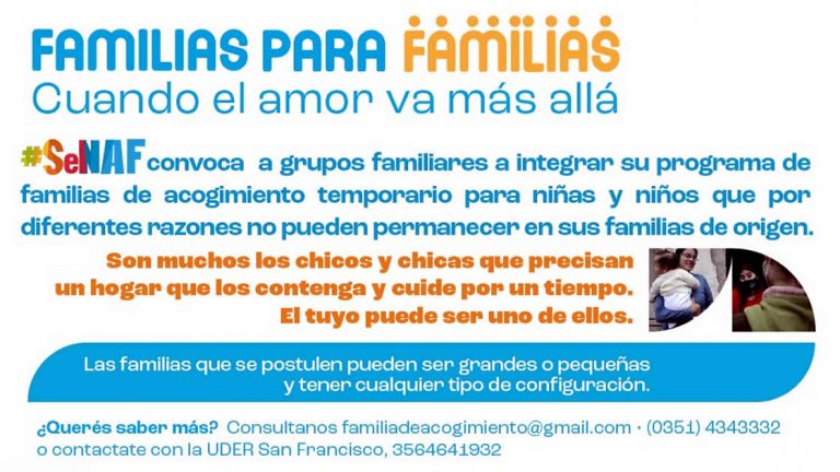 San Justo: Llamado a familias para cuidar niños por un tiempo