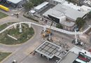 Se completó el armado de la última etapa de la estructura que sostiene el paso peatonal y bicisenda en altura
